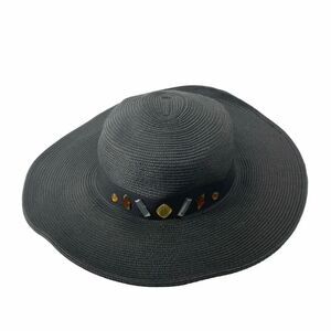 Jessica McClintock Black Floppy Beach Hat Jeweled